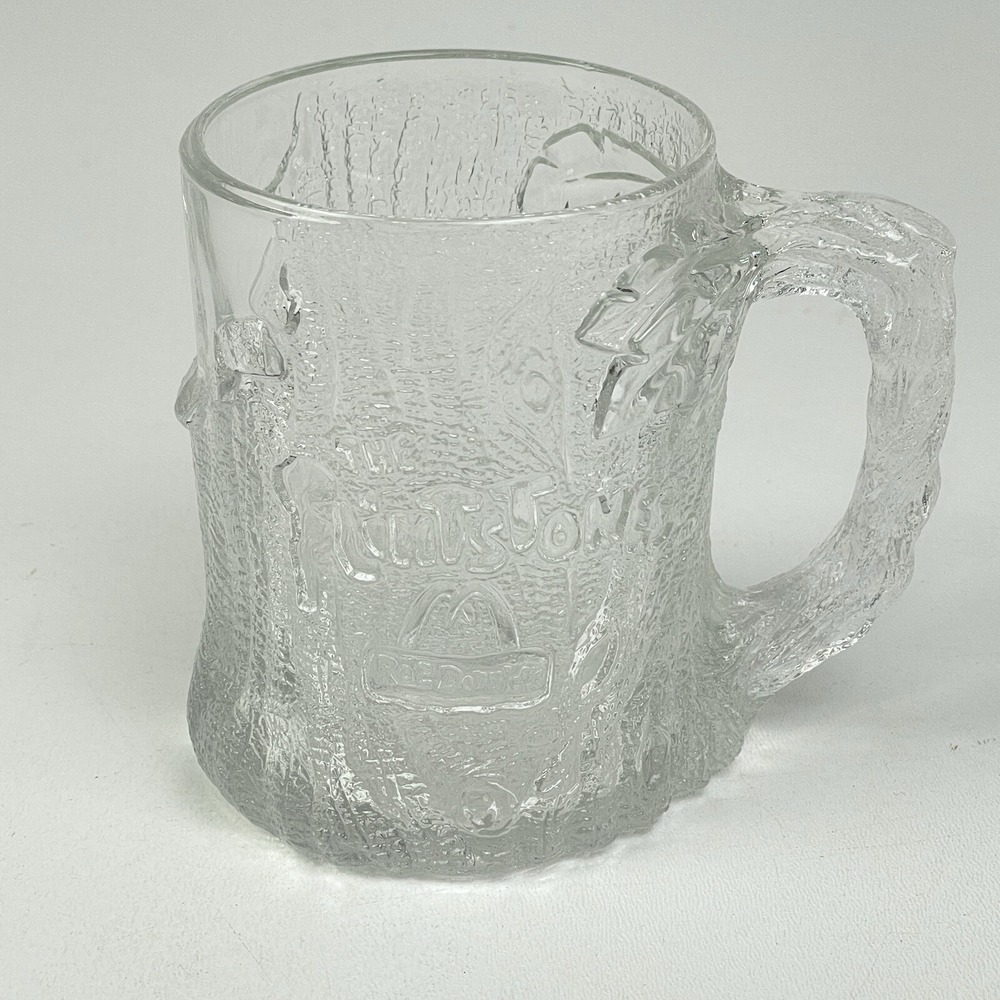 McDonalds Flintstones 1993 Tree Mendous‎ Clear Glass 3D Mug Collectible